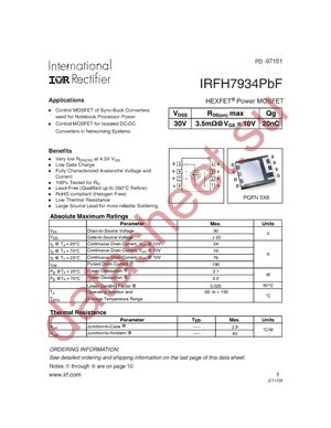 IRFH7934TR2PBF datasheet  